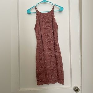 Pink lace body on dress